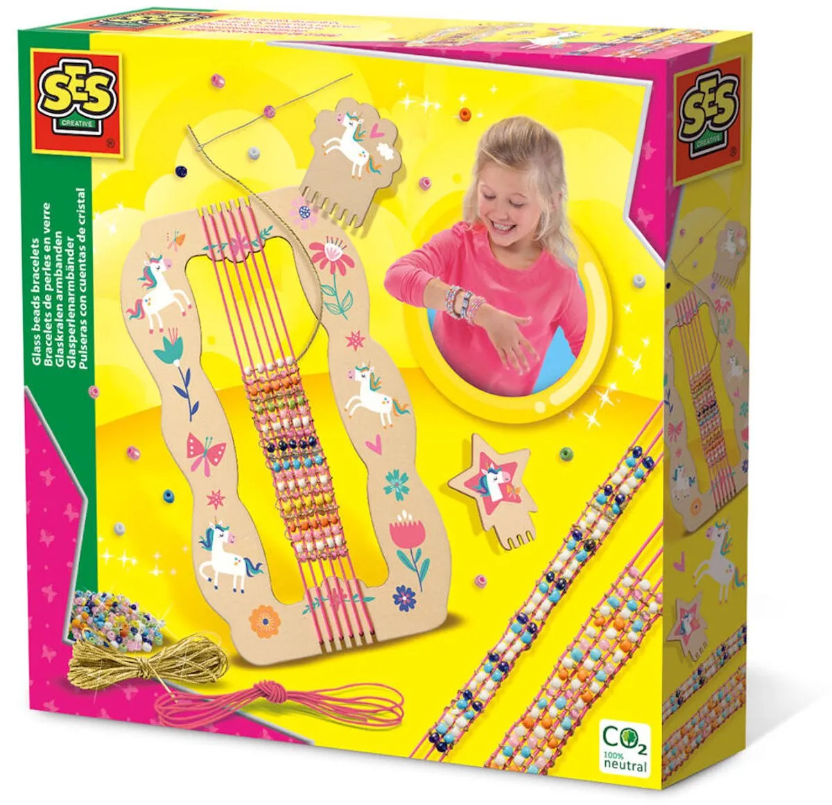 SES Creative Hobby Pink Glaskralen Armbanden - 4 Stuks