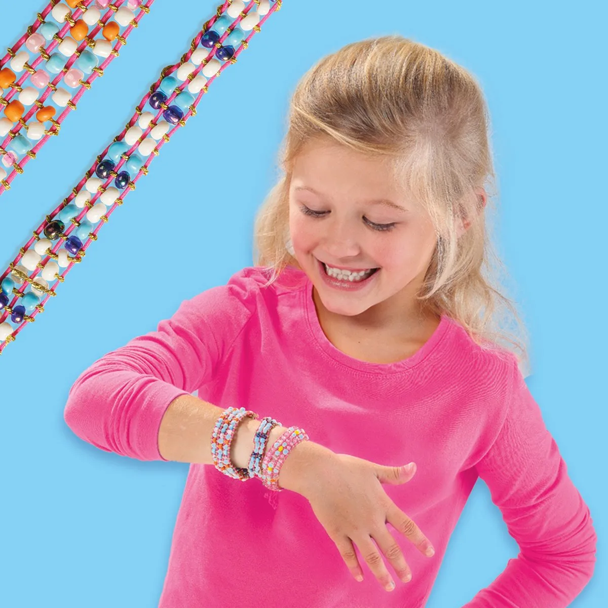 SES Creative Hobby Pink Glaskralen Armbanden - 4 Stuks