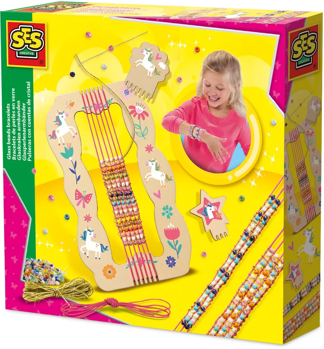 SES Creative Hobby Pink Glaskralen Armbanden