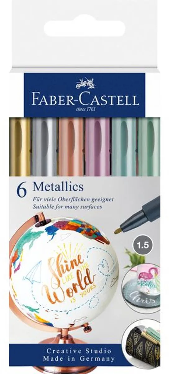 Faber-Castell Metallic Markers 1,5mm - 6 Stuks FC-160706