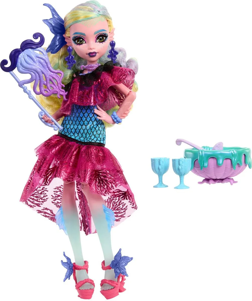 Mattel Monster High Lagoona Blue Feestjurk Pop - Roze