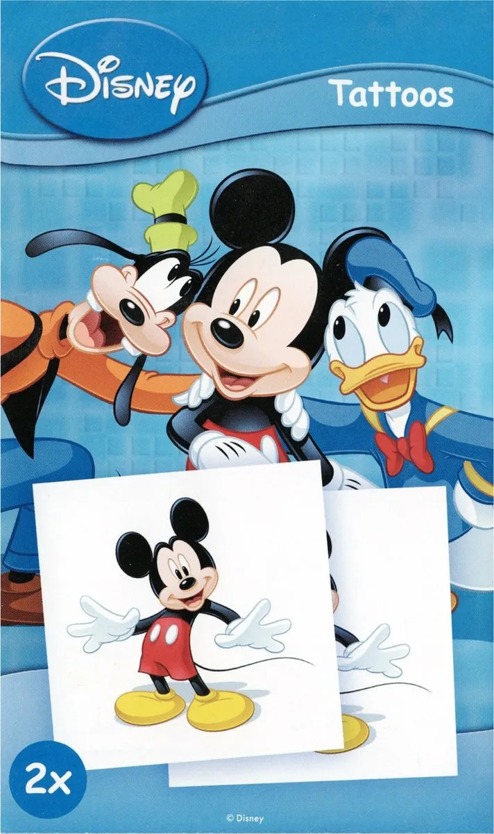 Disney Mickey Mouse Tattoo - 4 Stuks (2x2) - Multikleur