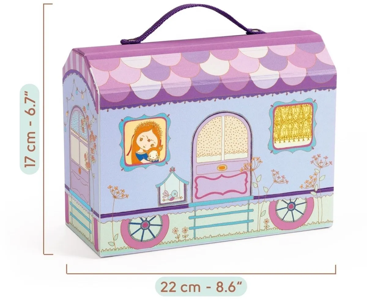 Djeco Tinyly Poppenhuisje Roze - 2 Poppen