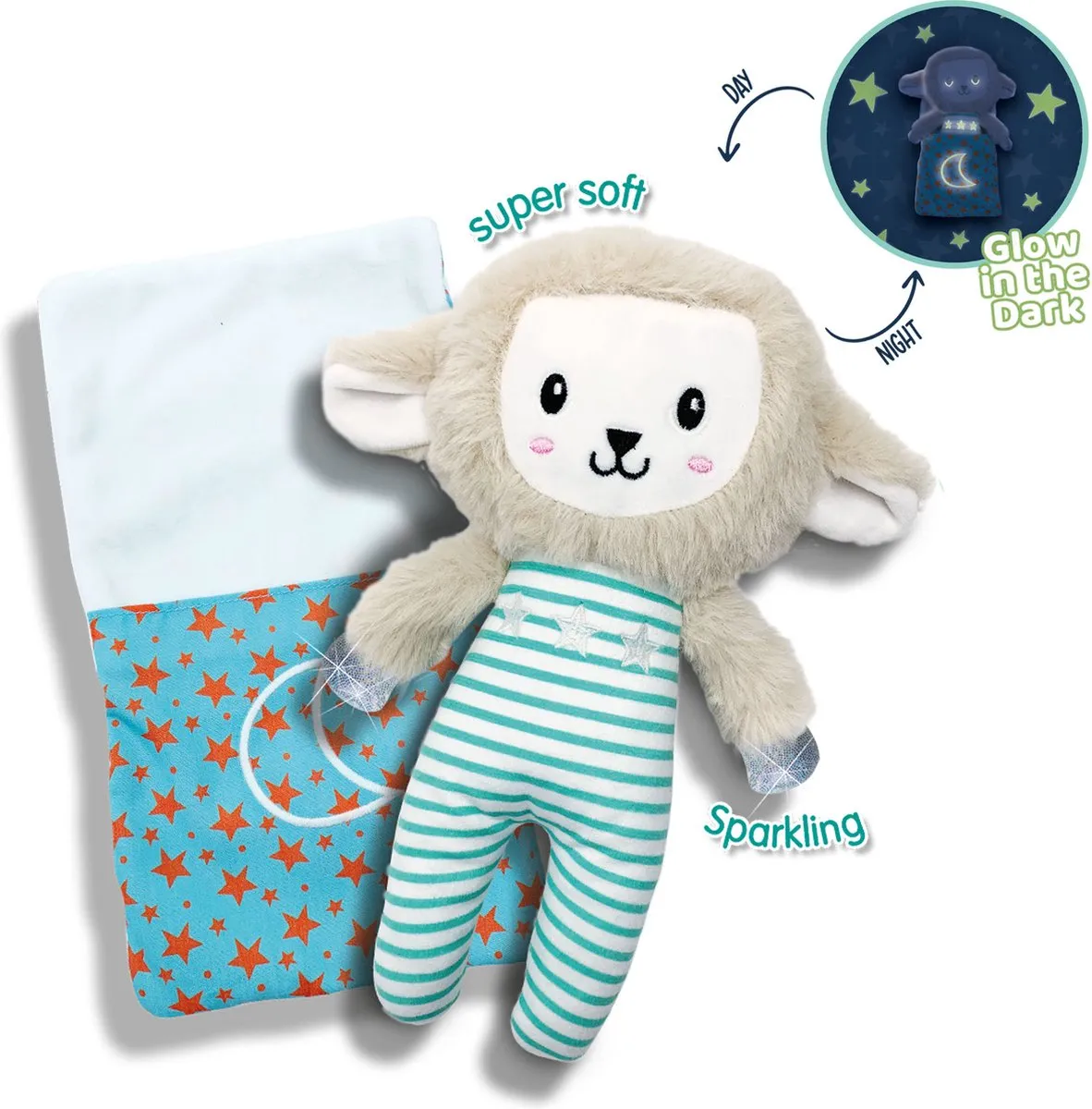 SES Creative Tiny Talents Sleepy Schaap Knuffel - Glow in the dark
