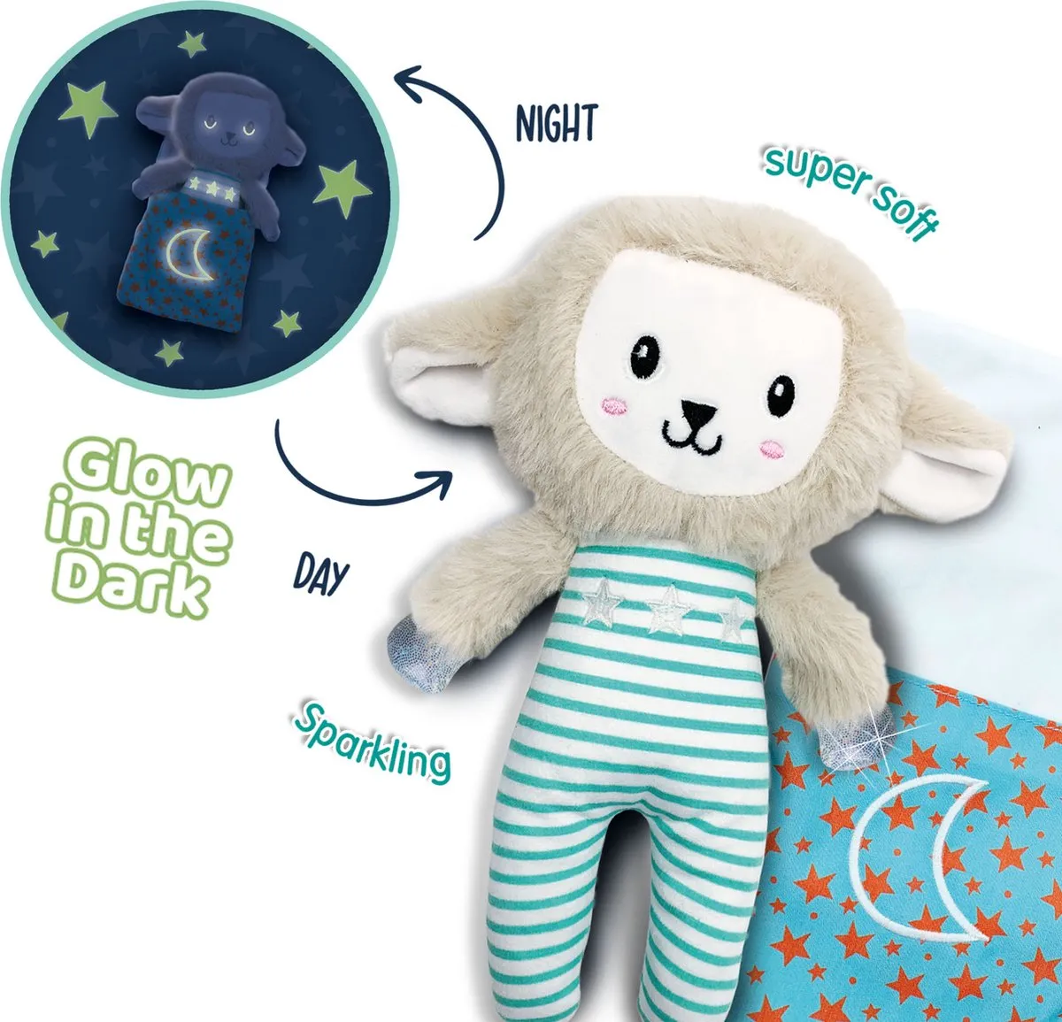 SES Creative Tiny Talents Sleepy Schaap Knuffel - Glow in the dark