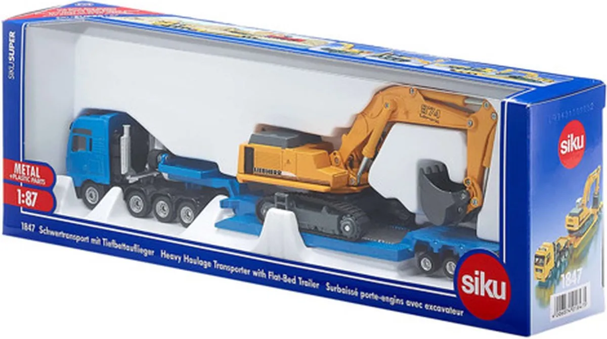 SIKU 1847 MAN Vrachtwagen met Liebherr Dieplader 1:87 - Blauw/Geel