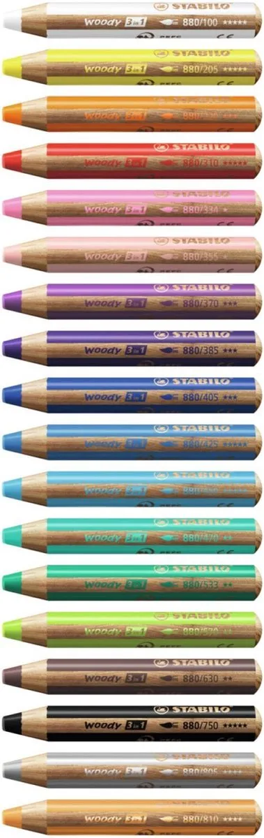 STABILO Woody 3-in-1 Multi Talent Kleurpotloden - 6 Stuks - Multicolor