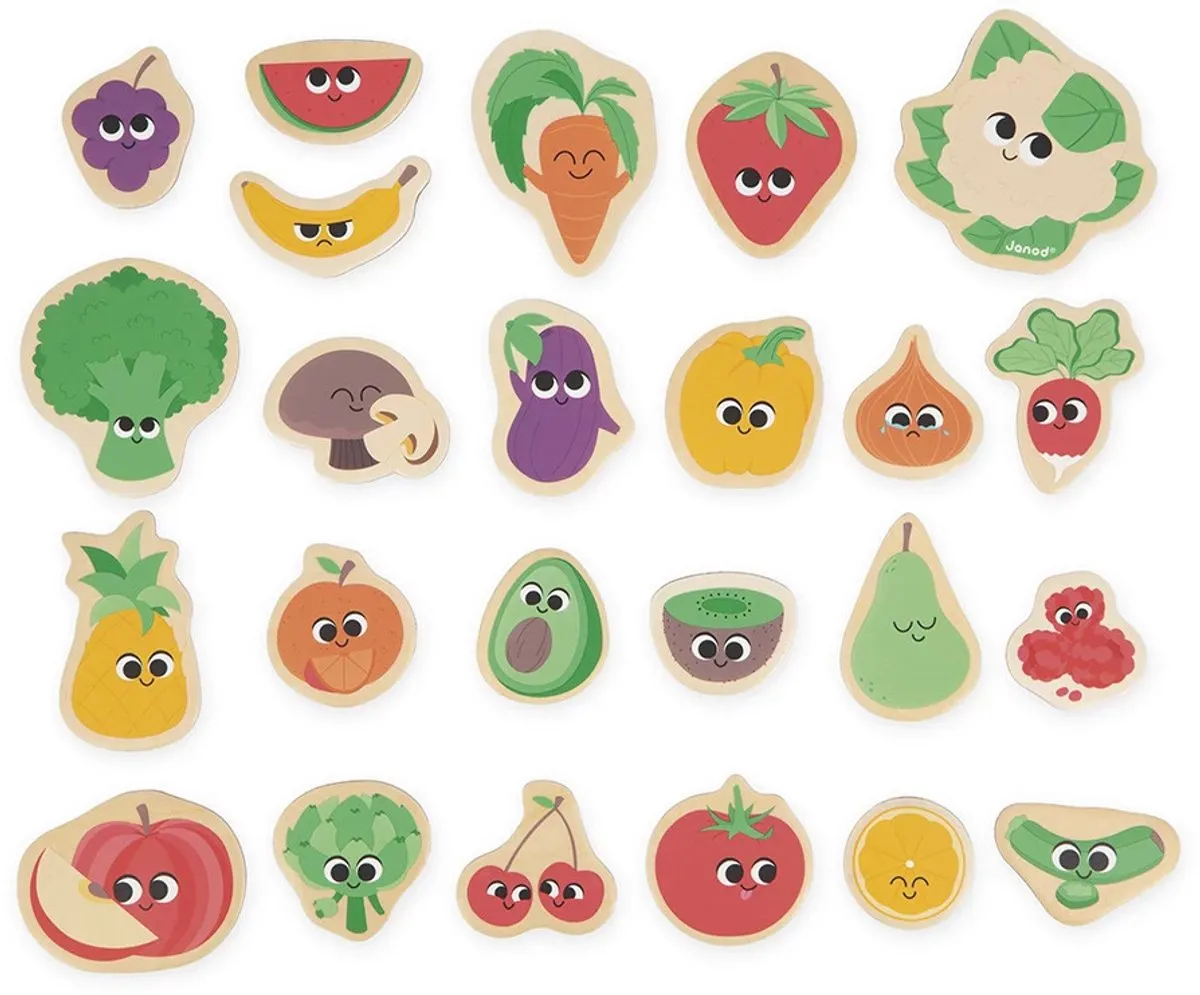 Janod Magneten Fruit En Groente 9648 - 24 Stuks - Multicolor