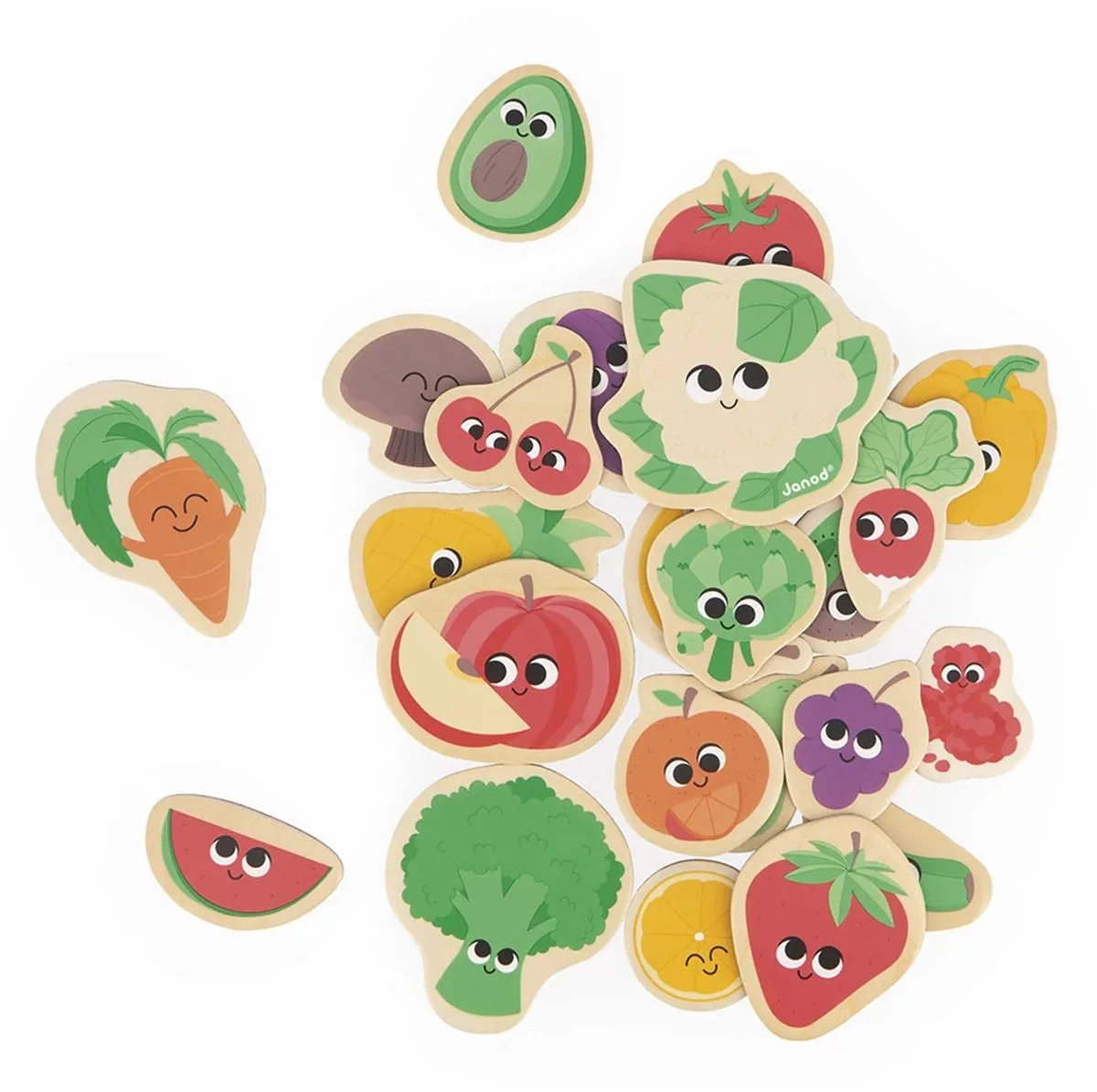 Janod Magneten Fruit En Groente 9648 - 24 Stuks - Multicolor