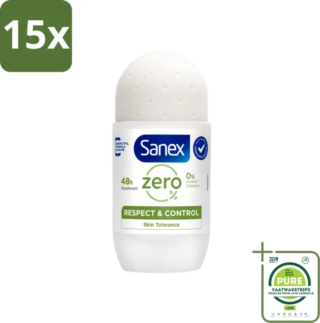 15 x Sanex Deodorant Roller Zero% Normal Skin 50 ml