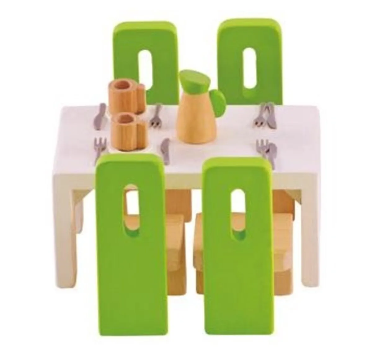 Hape Eetkamer Poppenhuis - 7 Meubels 1 Pop - Veelkleurig