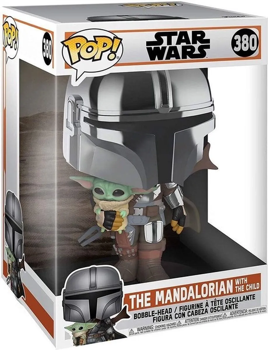 Funko Pop Star Wars Jumbo Mandalorian met het Kind #380