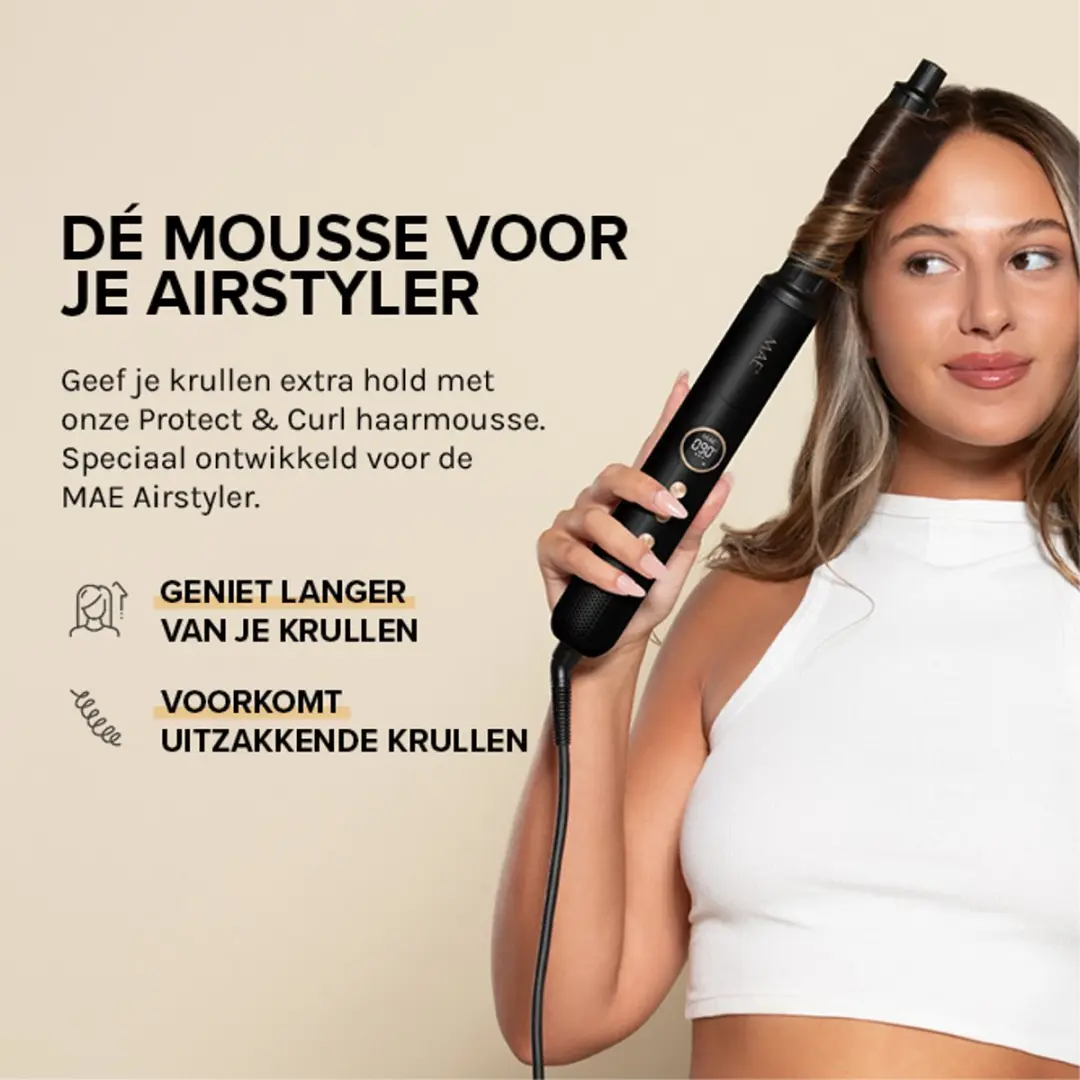 MAE Protect & Curl Haar Mousse 300ml - Hittebescherming