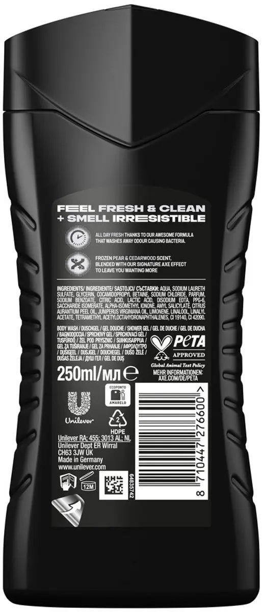Axe 3-in-1 Douchegel Black 1000ml - 4 Stuks