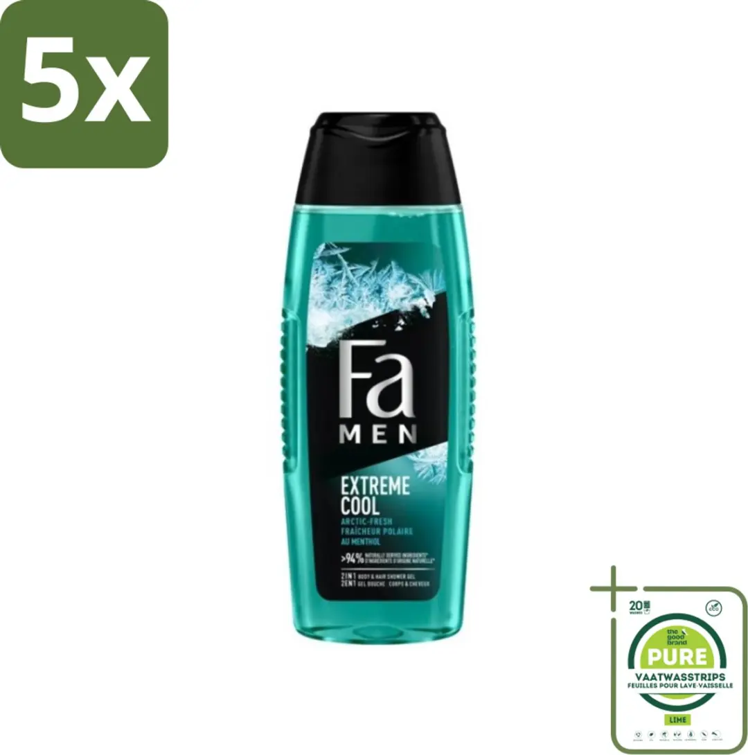 5 x Fa Men Douchegel en Shampoo Extreme Cool 250 ml