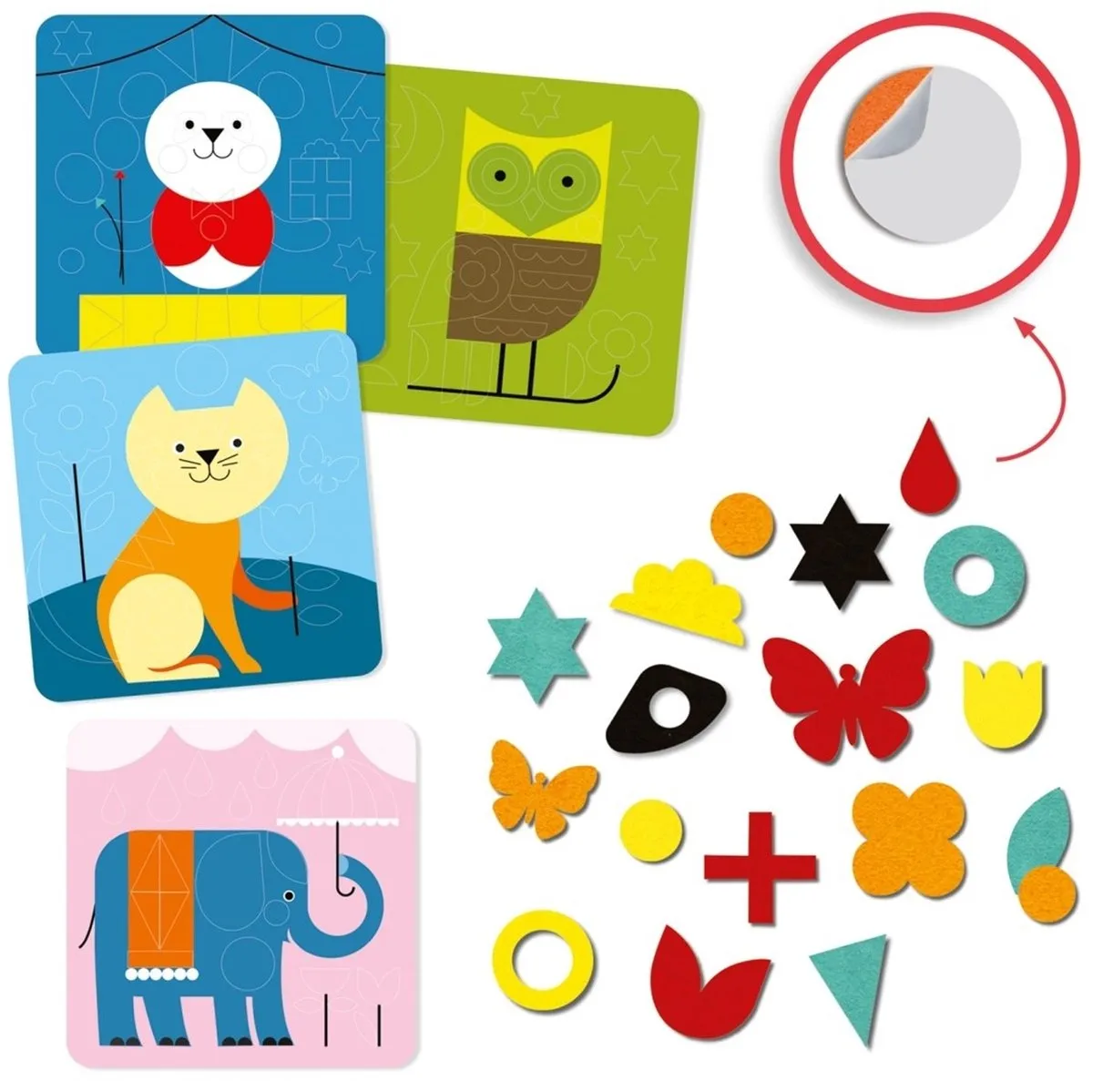 Djeco Collage Knutselset Zachte Dieren - Multicolor