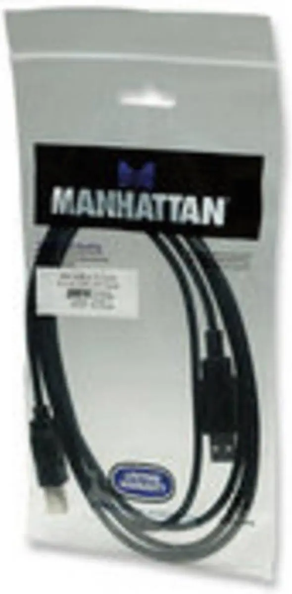 Manhattan USB 2.0 A Male naar B Male Kabel - 1.8m - Zwart
