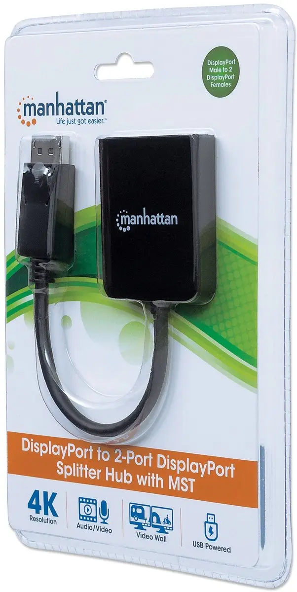 Manhattan 207768 DisplayPort Splitter - 2 Poorten - 4K