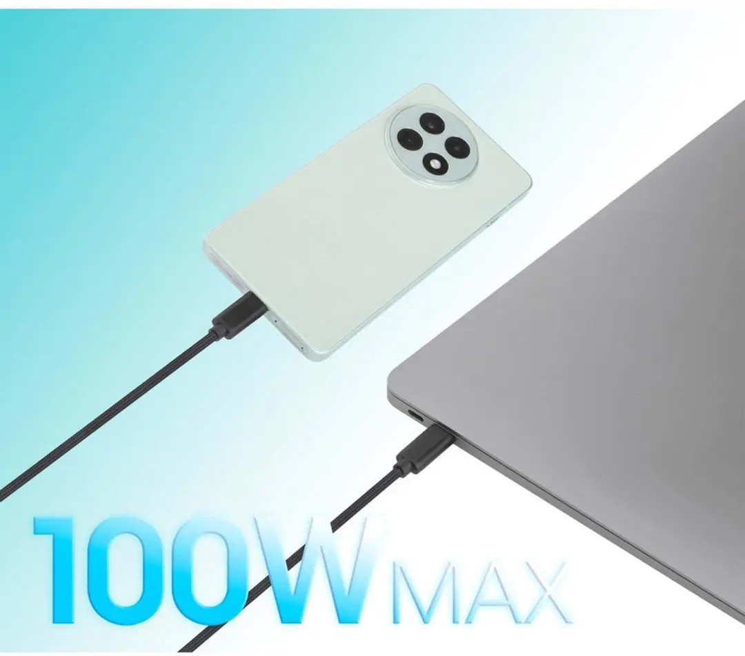 Manhattan USB-C Oplaadkabel 100W 2m - 1x naar 2x USB-C - Zwart - afbeelding 2 van 6