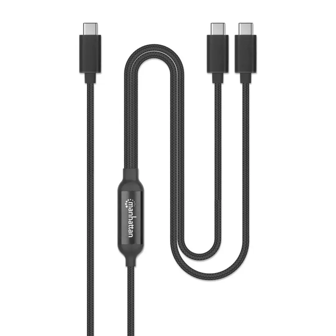 Manhattan USB-C Oplaadkabel 100W 2m - 1x naar 2x USB-C - Zwart - afbeelding 6 van 6