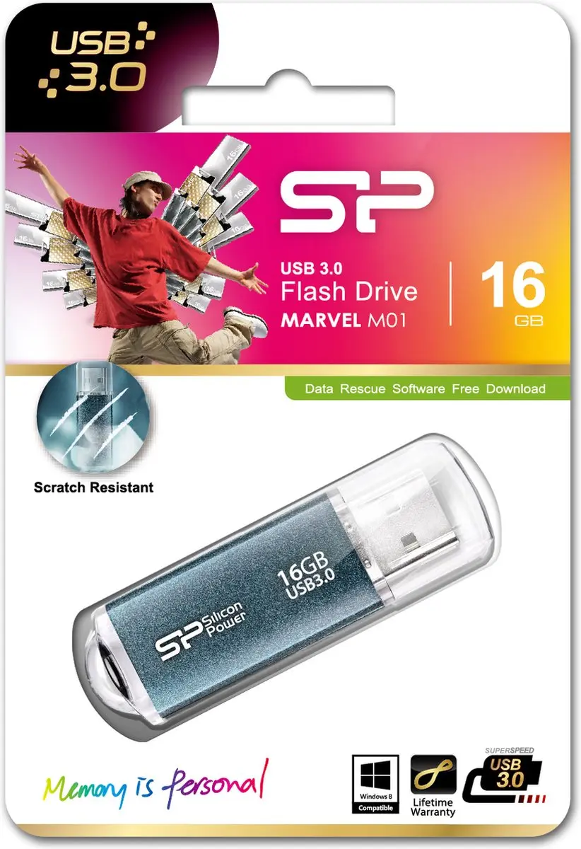 Silicon Power Marvel M01 USB-stick 16GB - Blauw