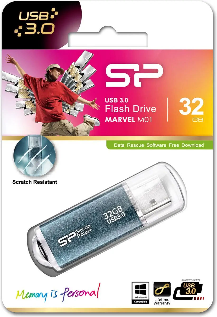 Silicon Power Marvel M01 USB-stick 32GB - Blauw