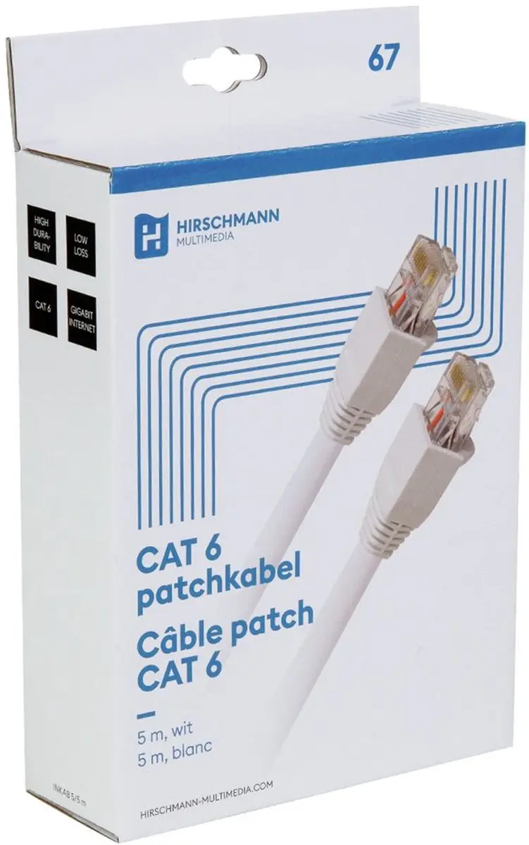 Hirschmann INKAB5 U/UTP CAT6 Netwerkkabel 5m - Wit - afbeelding 3 van 6