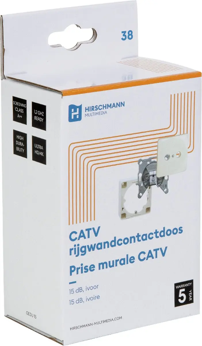 Antenne Wandcontactdoos Doorvoer 1.0 dB 2 Zilver