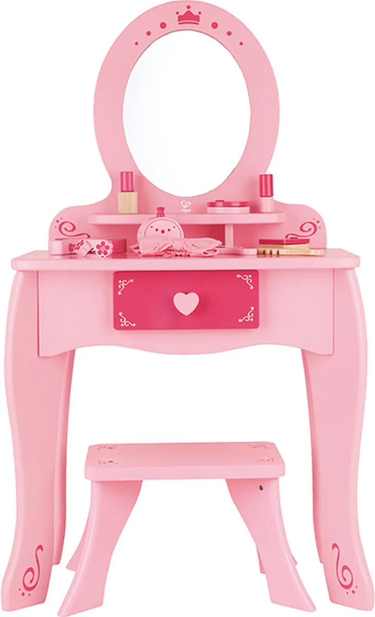 Hape Kaptafel Roze - met spiegel, lade en kruk