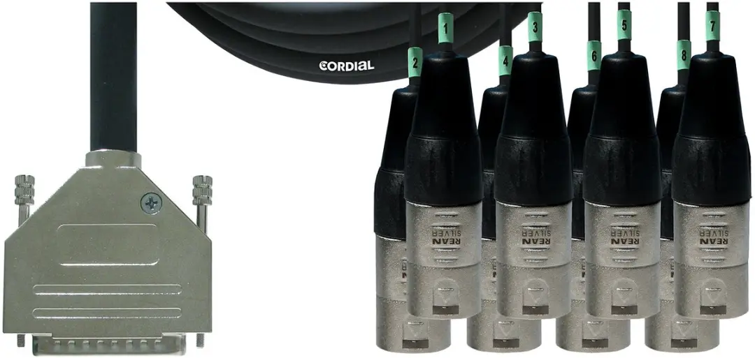 Cordial Intro Multicore D-Sub/XLRm 8-voudig, Rean stekker, 5,0m
