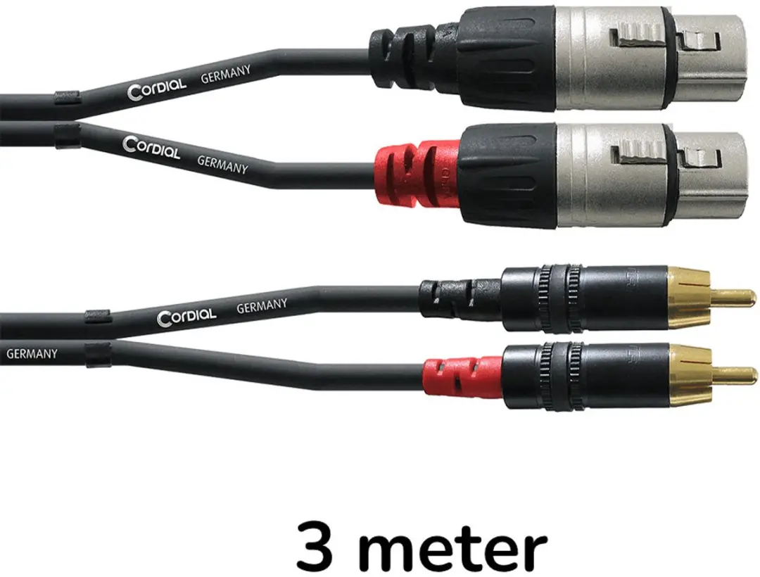 Cordial CFU3FC Audio Verloopkabel XLR Female naar RCA Male