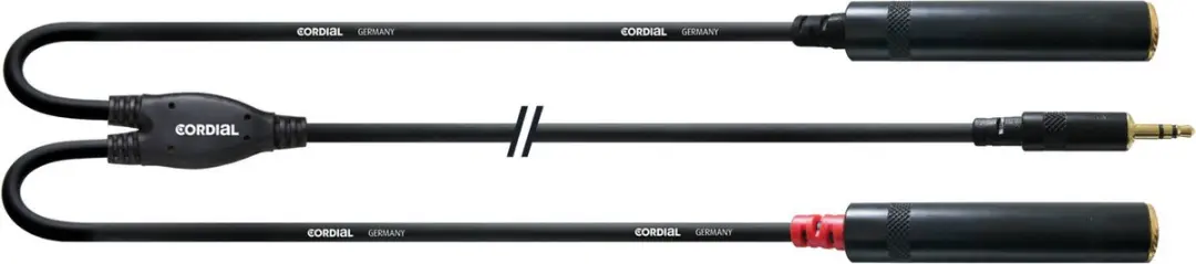 Cordial 2x jack mo fem /jack 3,5 st 0,3m Y-Audio-kabel CFY 0,3 WGG