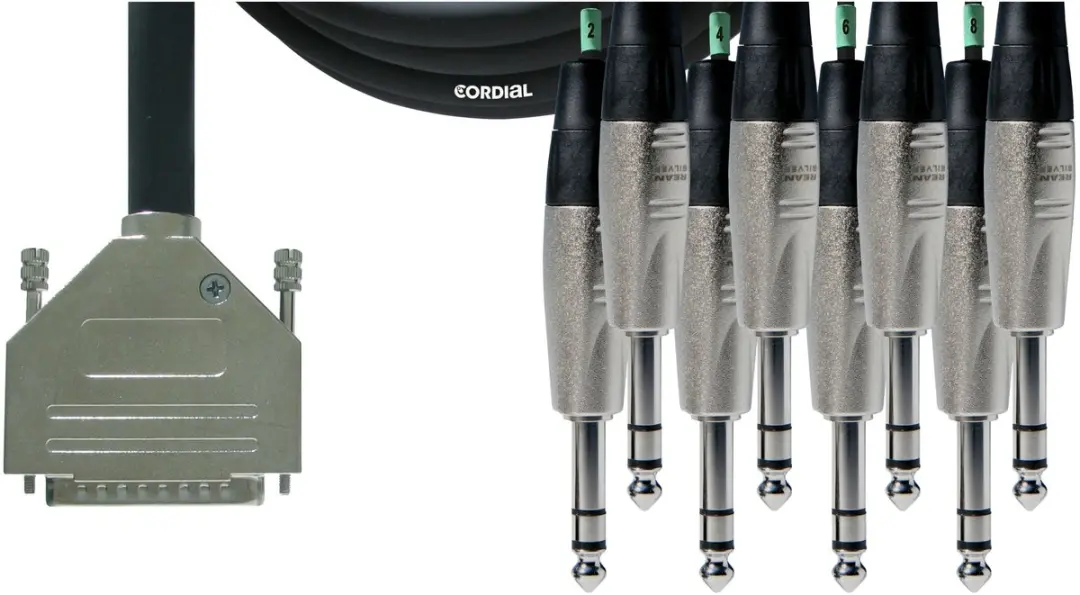 Cordial Intro Multicore D-Sub/jack symm 8-voudig, Rean stekker, 5,0m