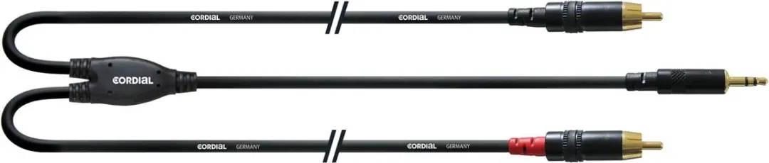Cordial Y-Adaptor Cable [Mini Jack(m)/2x RCA(m)] 900mm (Black)
