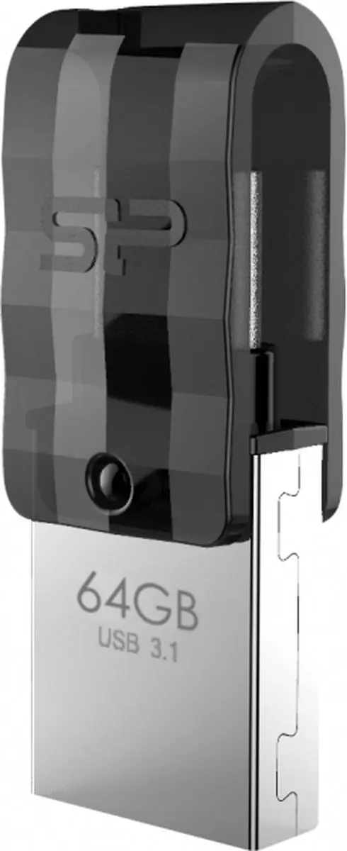 Silicon Power Mobile C31 USB Stick 64GB - Zwart/Zilver