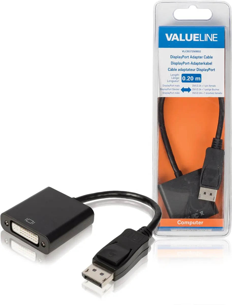 Valueline VLCB37250B02 Displayport-adapterkabel Displayport Mannelijk