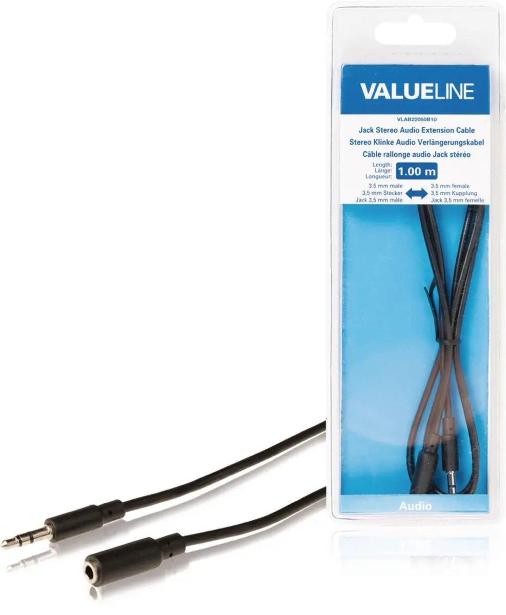 Valueline VLAB22050B10 Jack Stereo Audio Verlengkabel 3,5 mm Mannelijk
