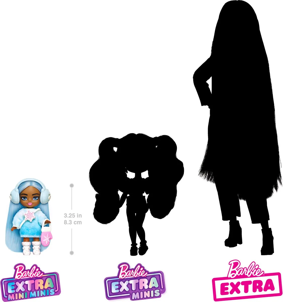 Barbie Extra Fly Mini Pop Fly Snow - Verzamelfiguur 8cm - Meerkleurig