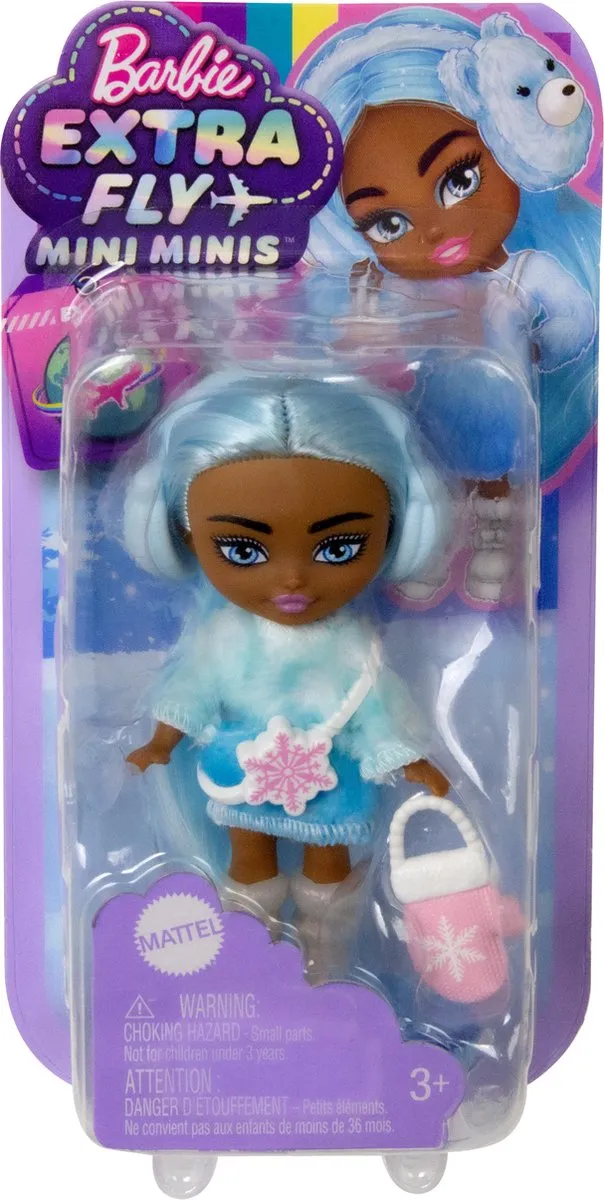 Barbie Extra Fly Mini Pop Fly Snow - Verzamelfiguur 8cm - Meerkleurig - afbeelding 6 van 6