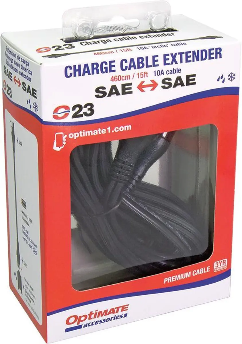Optimate O-23 Verlengsnoer 460cm SAE-SAE - 16AWG - Zwart