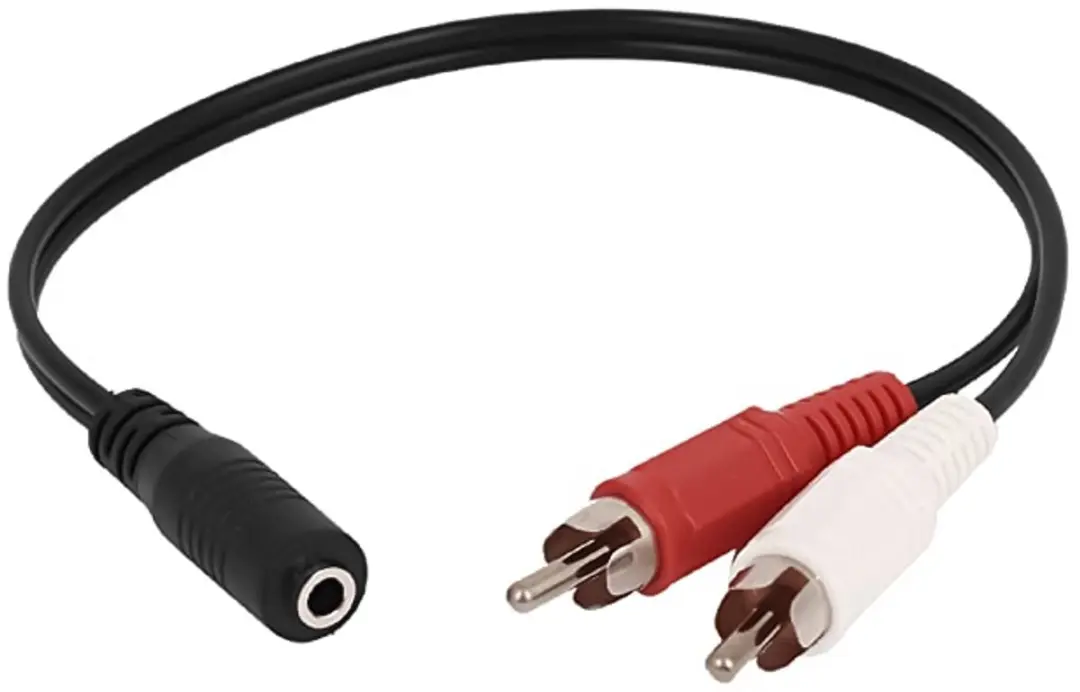 3.5 mm vrouwelijke stereo jack naar 2 mannelijke RCA-stekkers kabel, lengte: 20