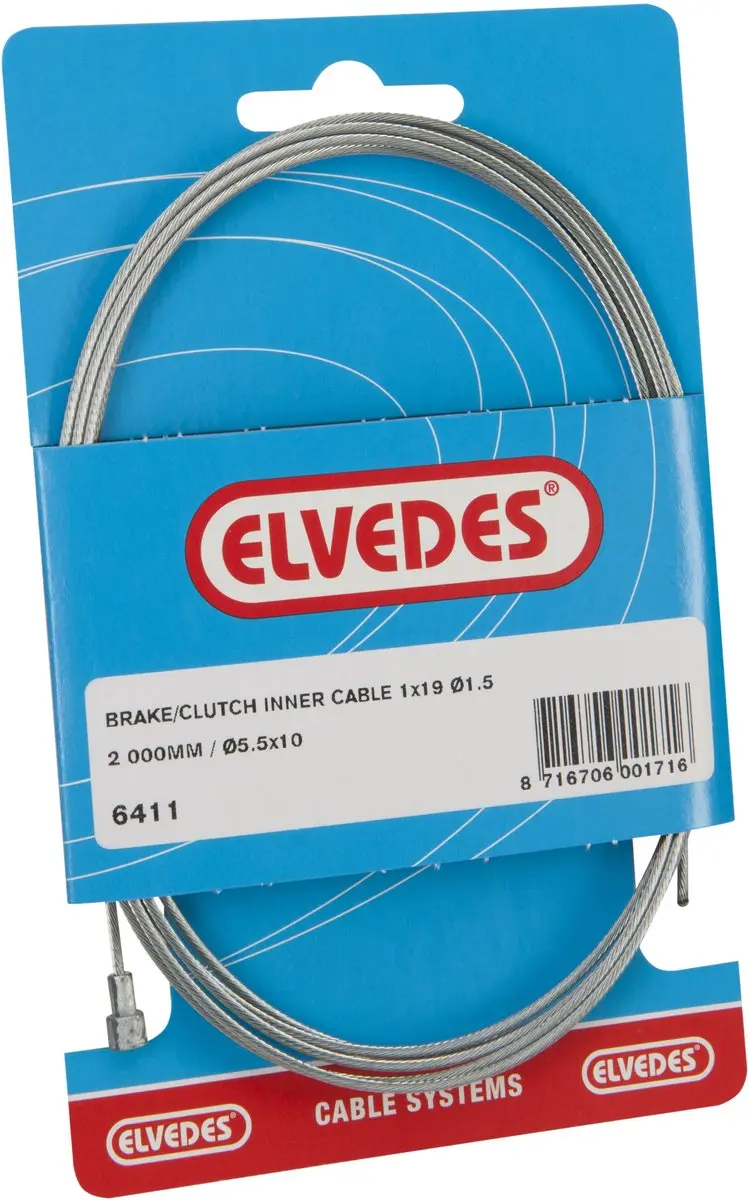 Elvedes Binnenkabel Achterrem 2 Meter Met Peernippel 6411