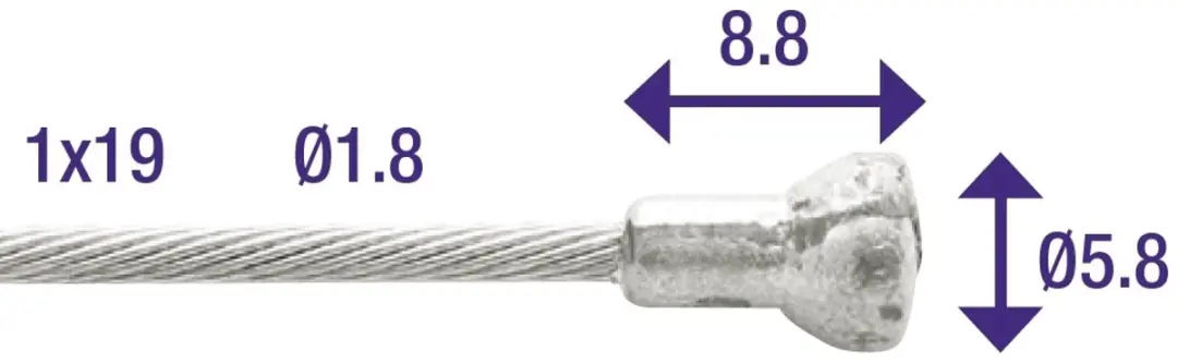 Koppeling binnenkabel Elvedes 2000mm verzinkt ø1,8mm met V-nippel (op kaart)