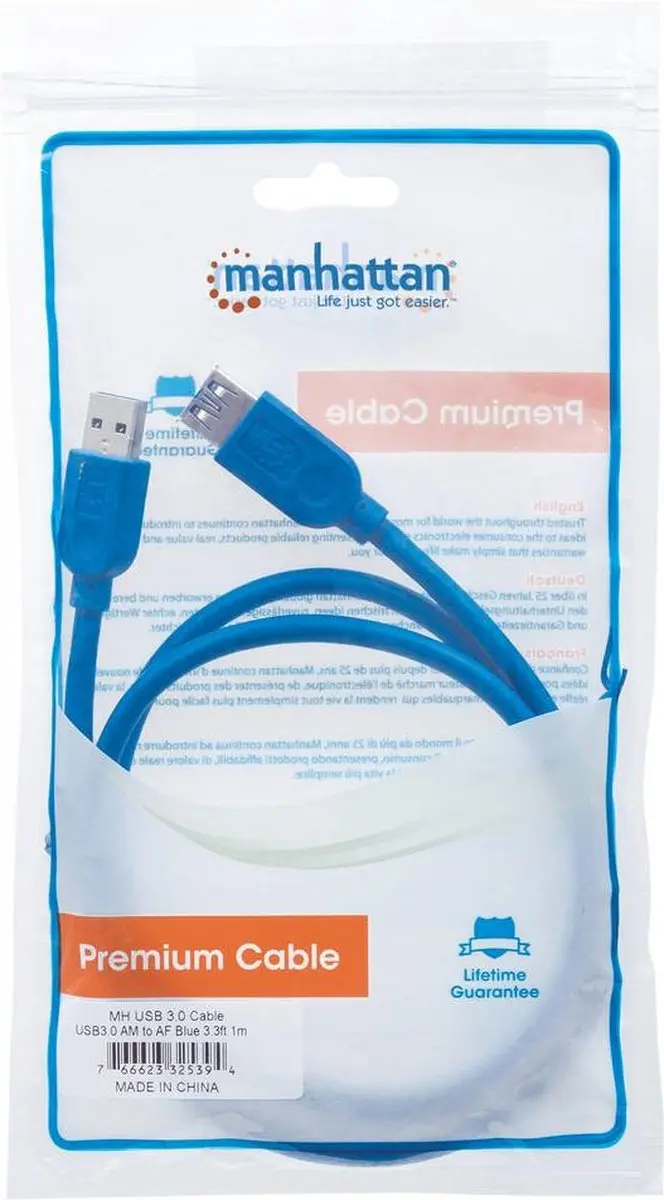 Manhattan 322379 USB-kabel - Blauw