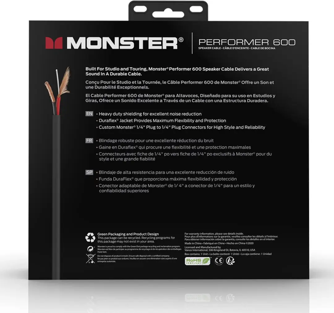 Monster Cable Performer 600 Jack Speakerkabel 9m - Zwart