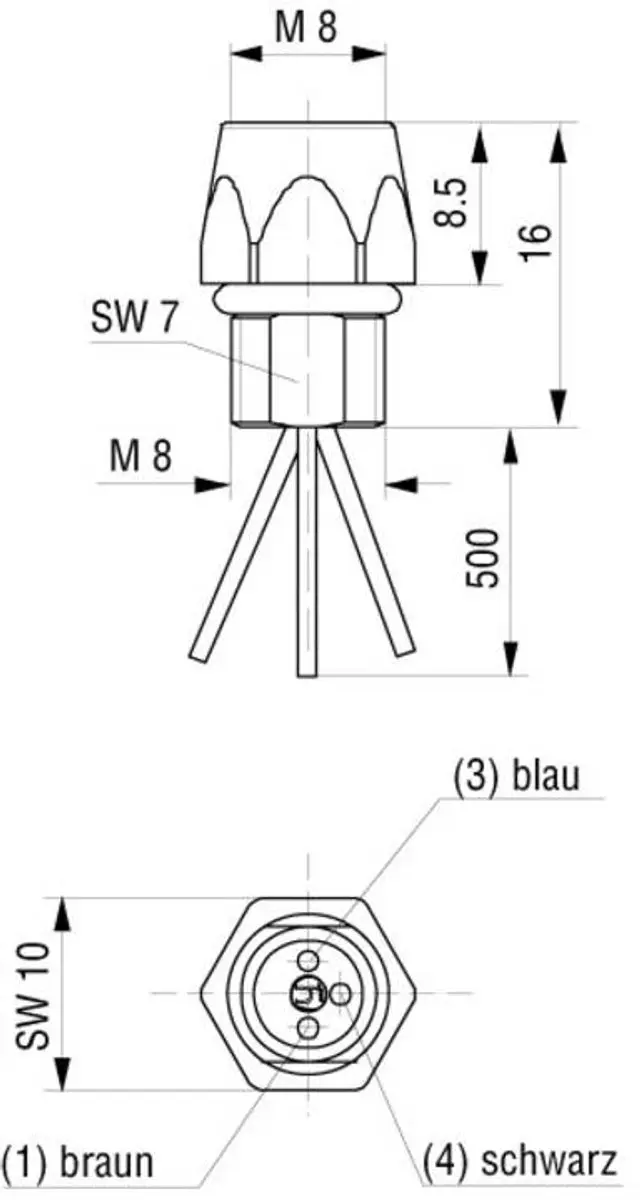 Hirschmann 935 980-000 Sensor/Actuator M8 Connector - 3 Polig - Zwart