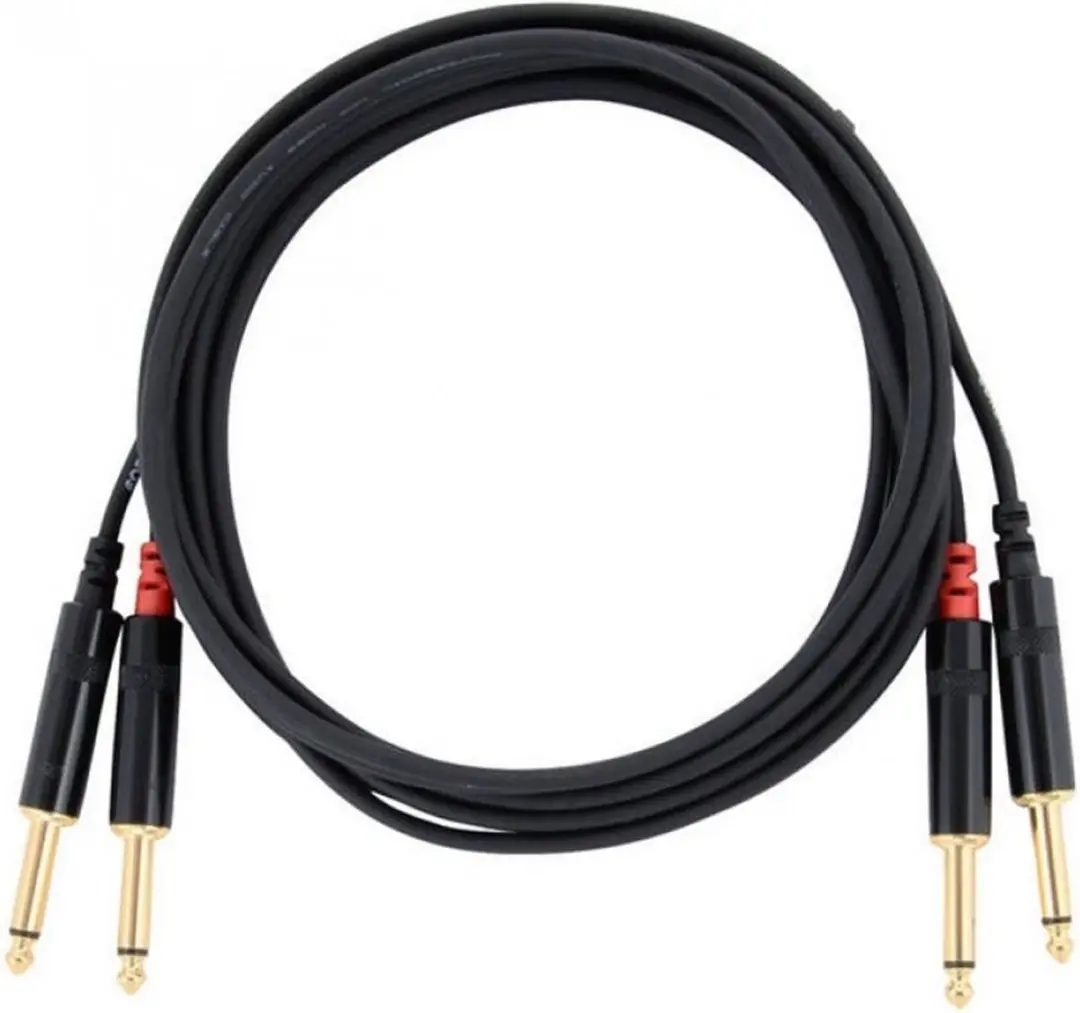 Cordial Essentials CFU 3 PP Insertkabel - 2x Jack 6,3mm - Verguld - 3m - Zwart