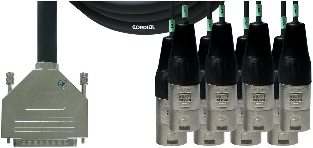 Cordial Intro Multicore D-Sub/XLRm 8-voudig, Rean stekker, 1,5m