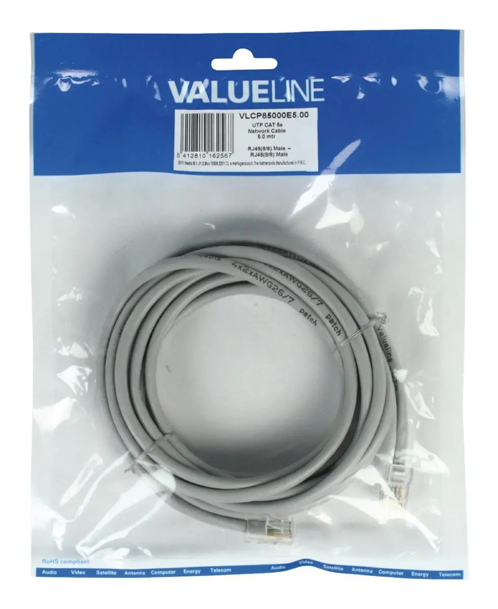 UTP CAT 5e netwerk kabel 0,50 m grijs