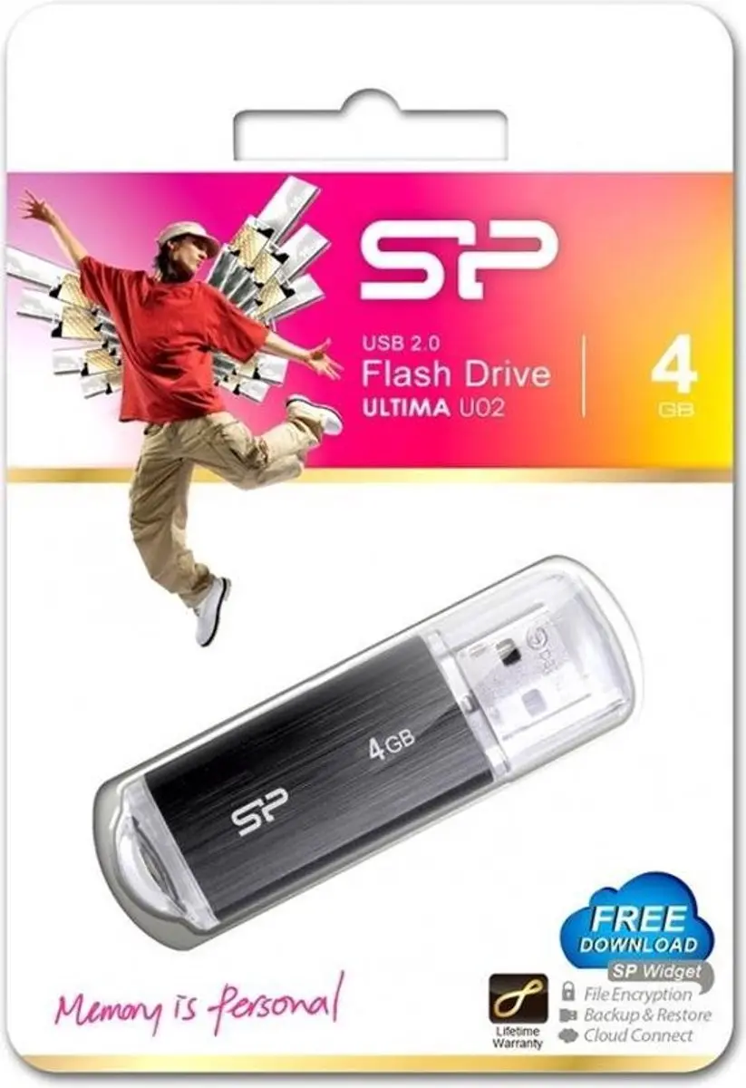 Silicon Power U02 Ultima USB Pendrive 4GB - Zwart